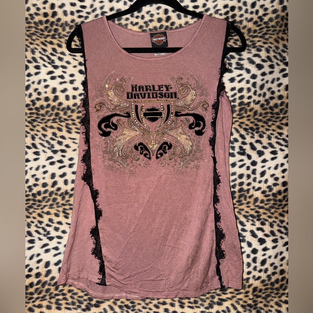 Harley-Davidson Women's Mauve Tank Top with Black Accents